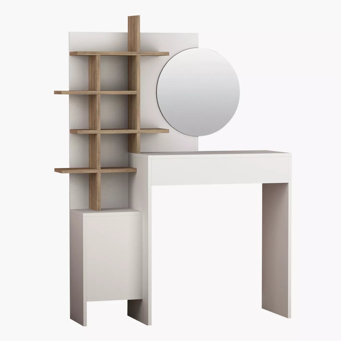 Dressing Table With Mirror And Storage, Four Shelves For Organization, Modern Touch For Bedroom-GCC Home Center