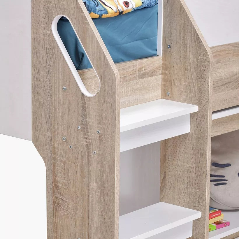 Mid Sleeper Single Bed with Study Desk and Storage - 90x190 cm-GCC Home Center