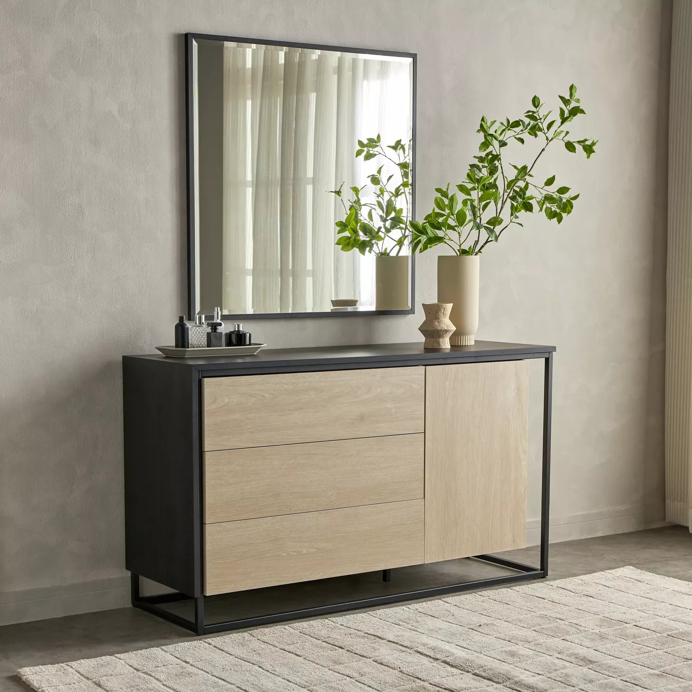 3-Drawer Dresser With Mirror, Engineered Wood With A Melamine Finish For Modern Bedroom-GCC Home Center