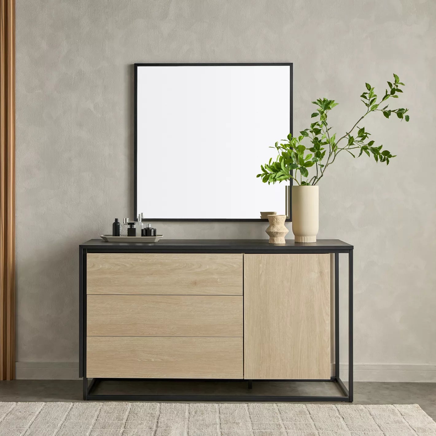 3-Drawer Dresser With Mirror, Engineered Wood With A Melamine Finish For Modern Bedroom-GCC Home Center