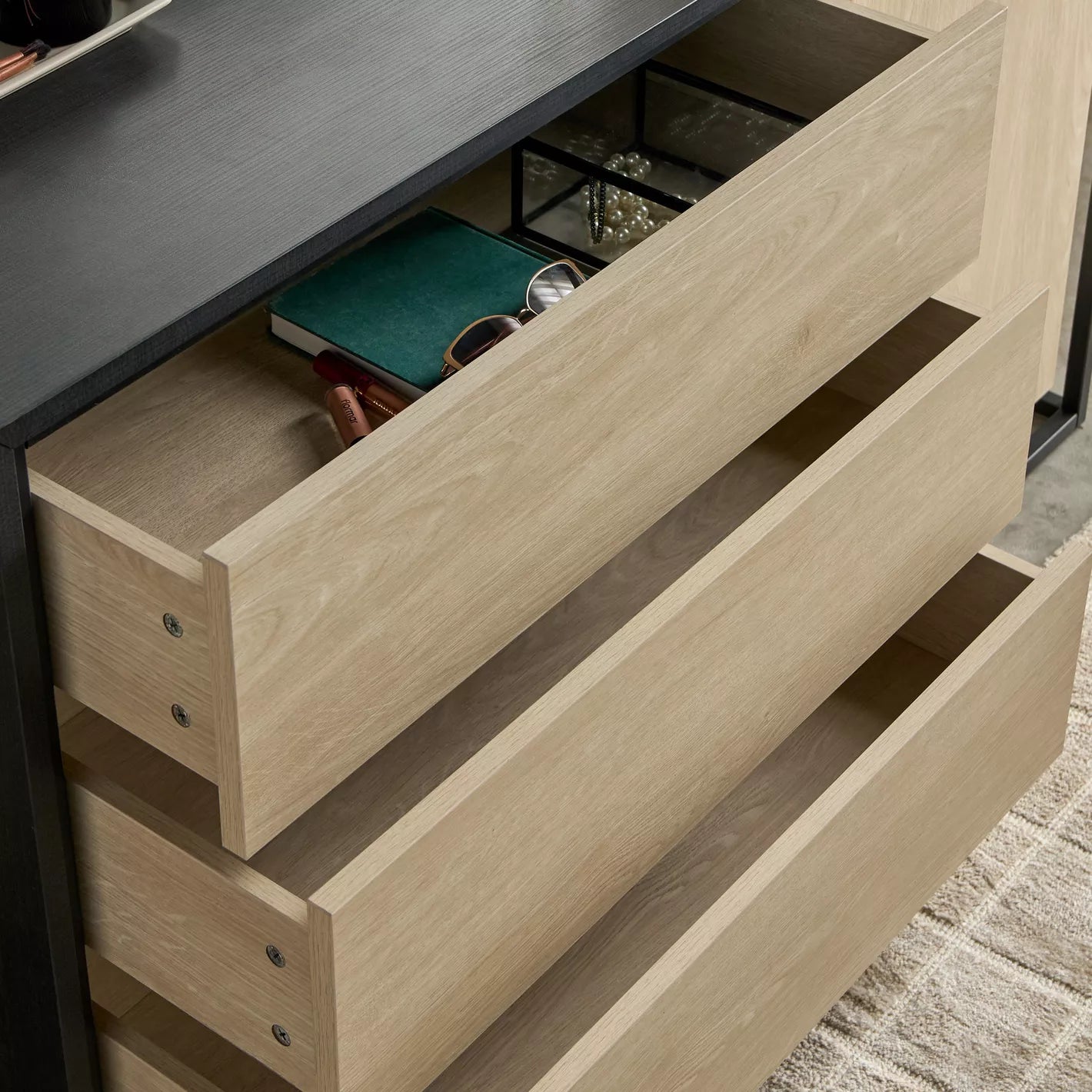 3-Drawer Dresser With Mirror, Engineered Wood With A Melamine Finish For Modern Bedroom-GCC Home Center