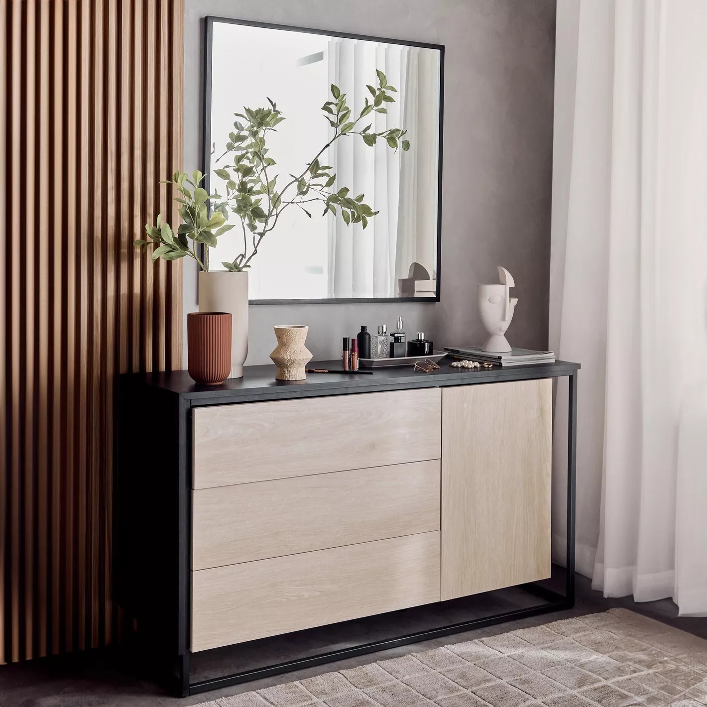 3-Drawer Dresser With Mirror, Engineered Wood With A Melamine Finish For Modern Bedroom-GCC Home Center