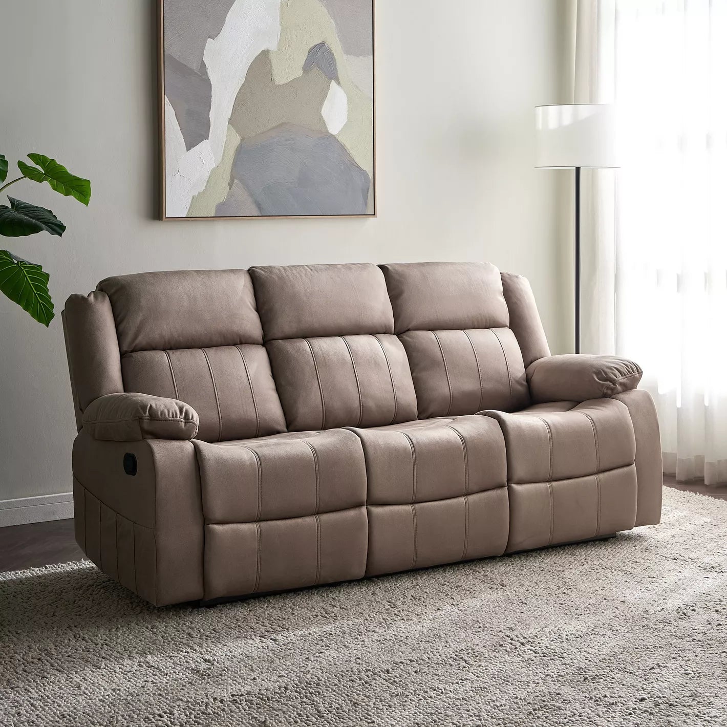 Baskin Elegant 3-Seater Fabric Recliner-GCC Home Center