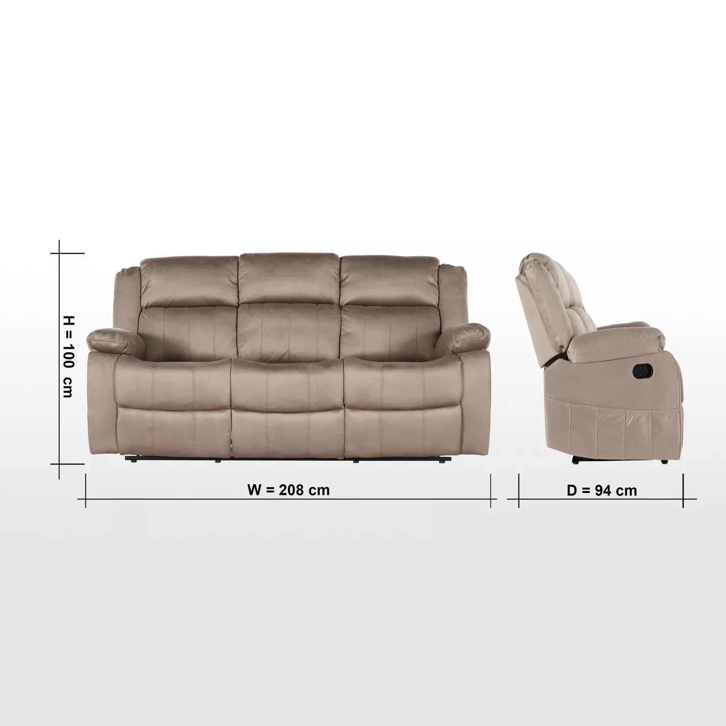 Baskin Elegant 3-Seater Fabric Recliner-GCC Home Center
