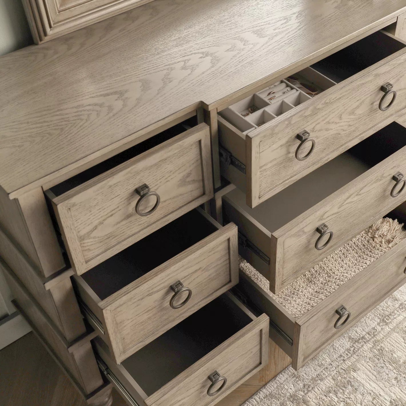 9-Drawer Dresser with Mirror, Elegant Vanity Table For Traditional Bedroom-GCC Home Center