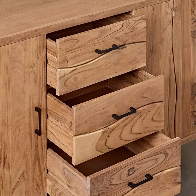 2-Door Live Edge Solid Wood Sideboard with 3 Drawers