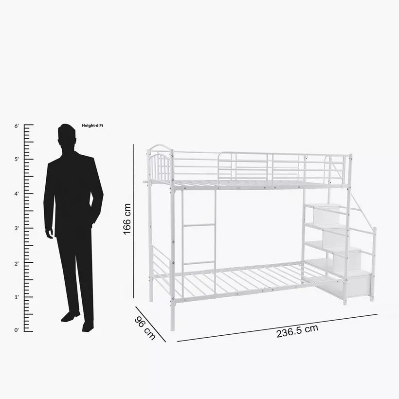 Single Bunk Bed with Steps - 90x190 cm-GCC Home Center