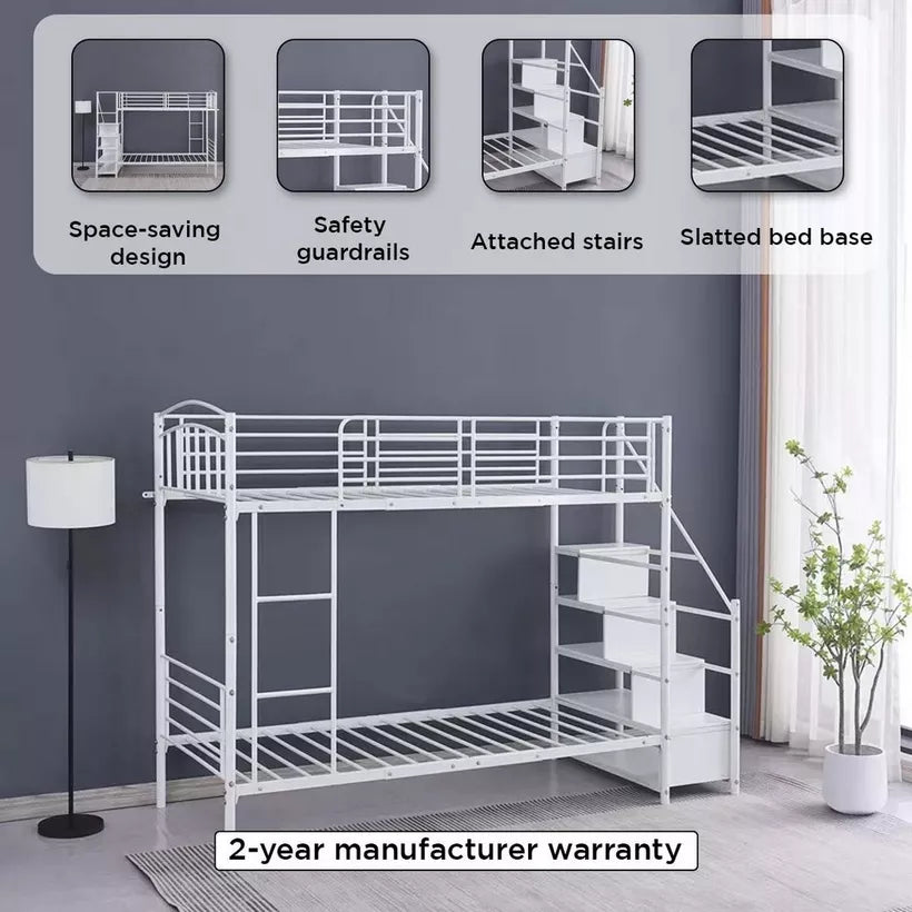 Single Bunk Bed with Steps - 90x190 cm-GCC Home Center