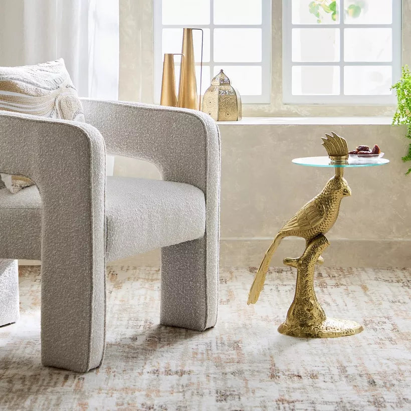 Eef Glass Top Accent Table | Modern Aluminum End Table (30.48x60.96 cm)