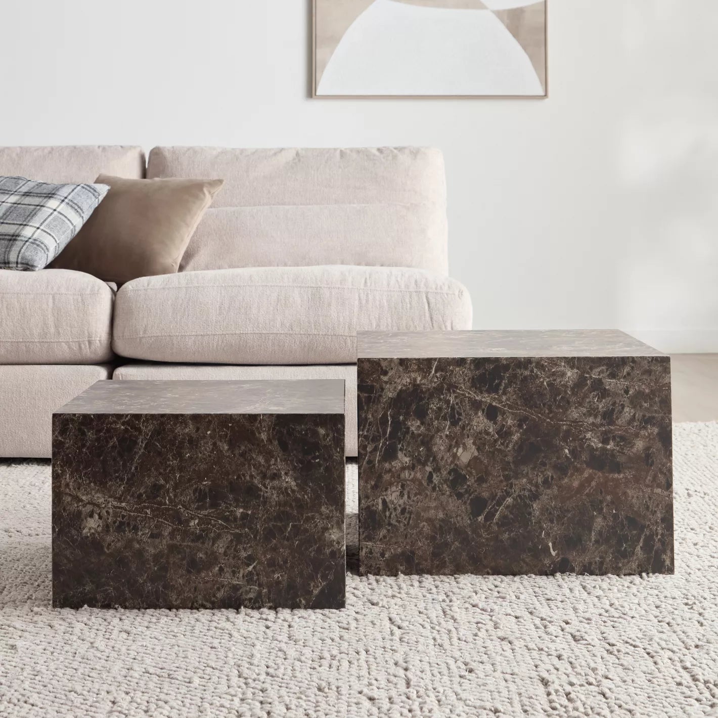 2-Piece Coffee Table Set, Modern Design With A Marble-Look Finish-GCC Home Center