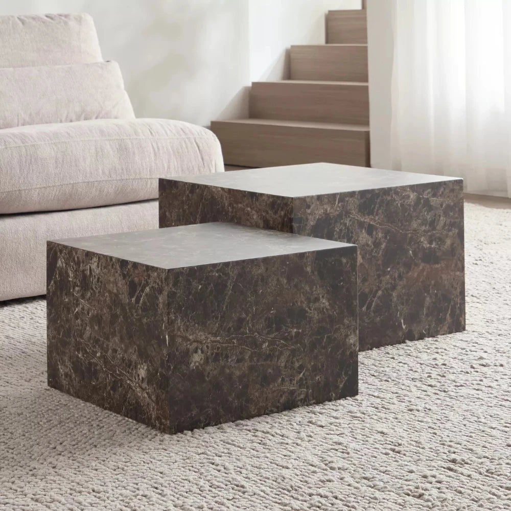 2-Piece Coffee Table Set, Modern Design With A Marble-Look Finish-GCC Home Center
