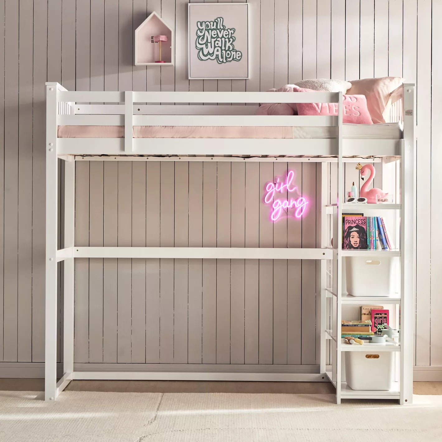 Taylor Twin Loft Bed with Shelves - 90x200 cm-GCC Home Center