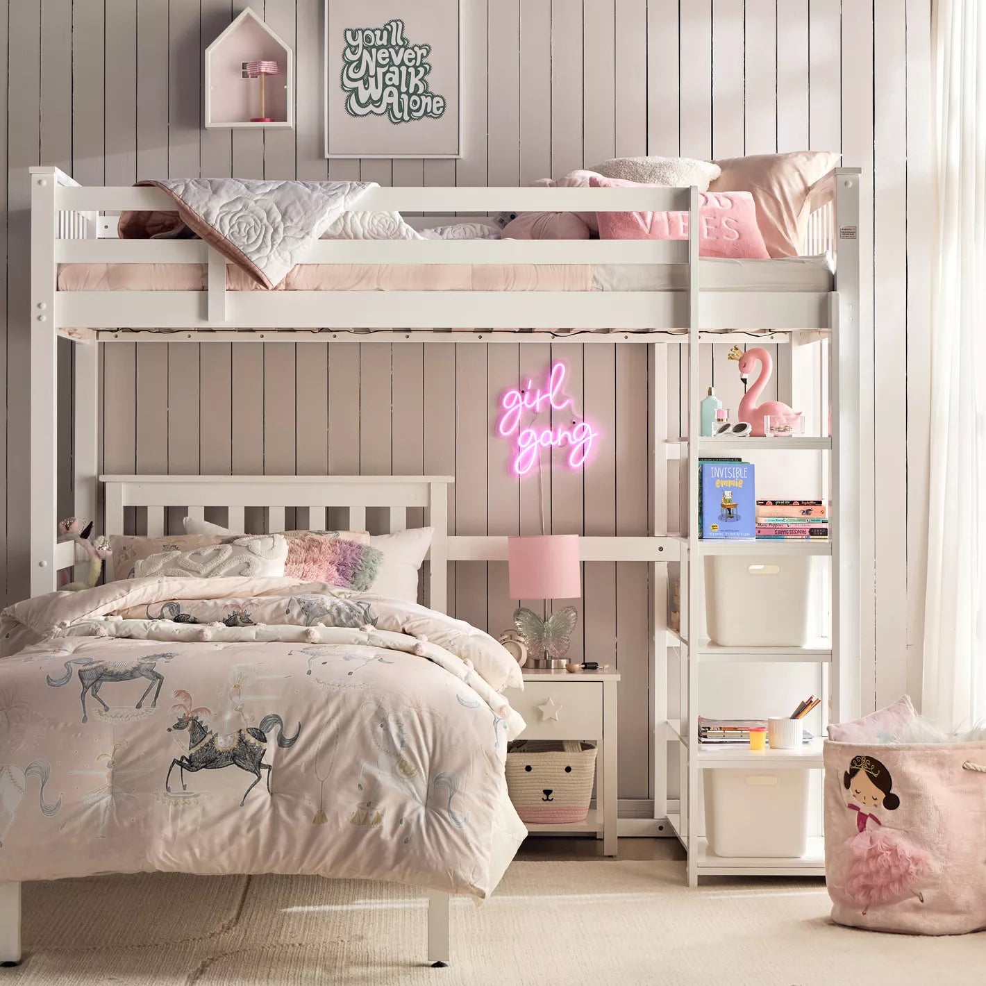 Taylor Twin Loft Bed with Shelves - 90x200 cm-GCC Home Center