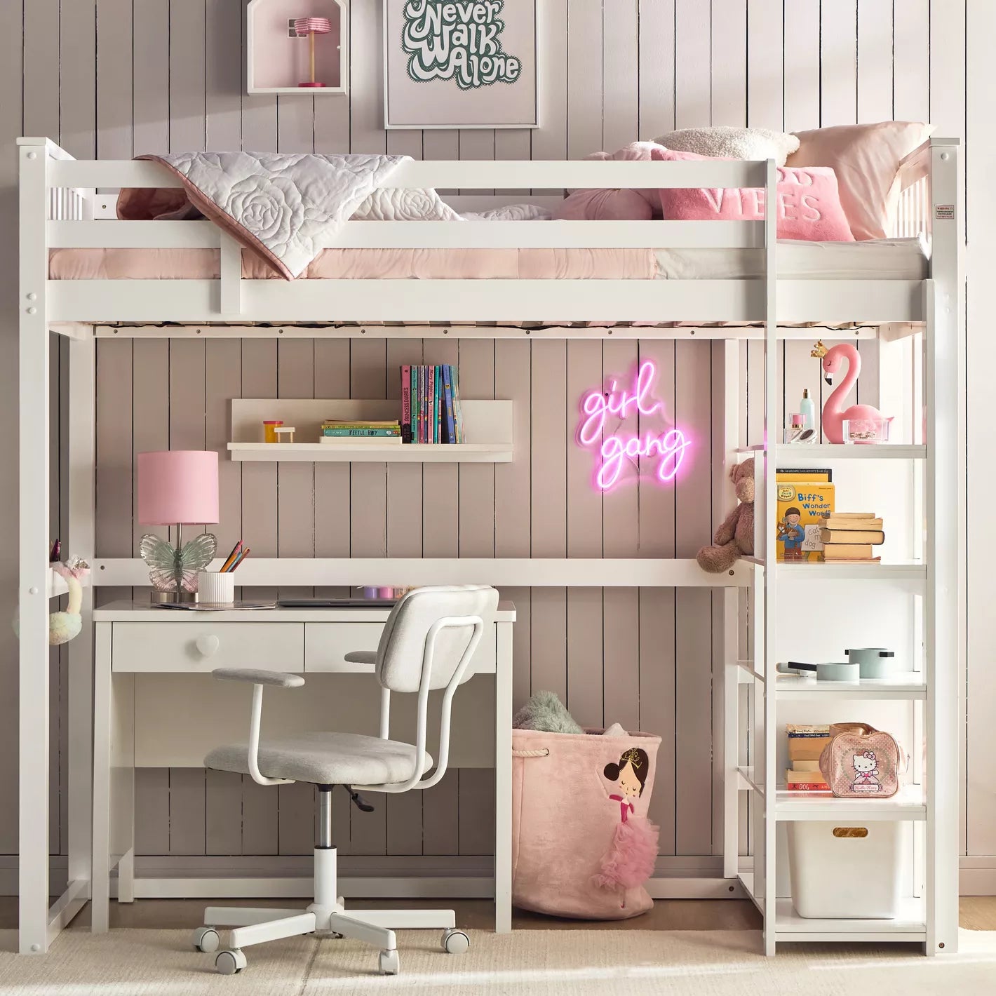 Taylor Twin Loft Bed with Shelves - 90x200 cm-GCC Home Center