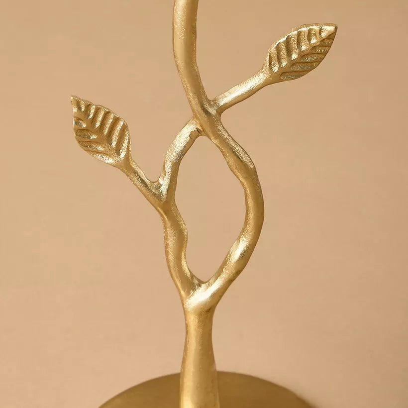 Leaf Mango Wood Pedestal Table – 33x57 cm | Classic Round Metal Top Accent Table