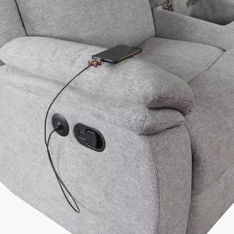 Hilton 2-Seater Fabric Recliner with Console, With 2 Cup Holders & USB Port