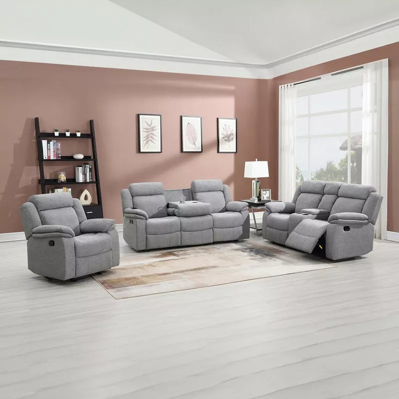 Hilton 2-Seater Fabric Recliner with Console, With 2 Cup Holders & USB Port