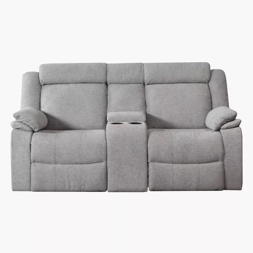 Hilton 2-Seater Fabric Recliner with Console, With 2 Cup Holders & USB Port
