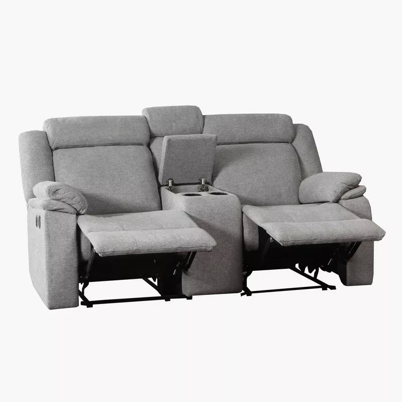 Hilton 2-Seater Fabric Recliner with Console, With 2 Cup Holders & USB Port