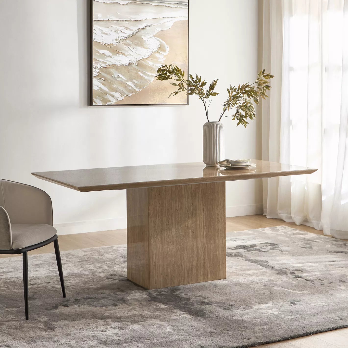 6-Seater Marble Top Dining Table-GCC Home Center