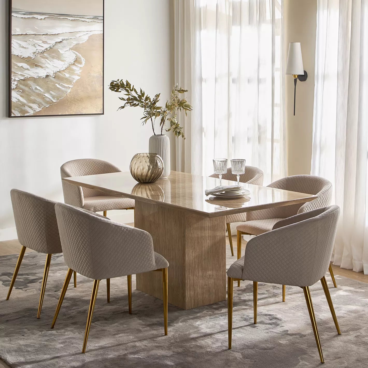 6-Seater Marble Top Dining Table-GCC Home Center