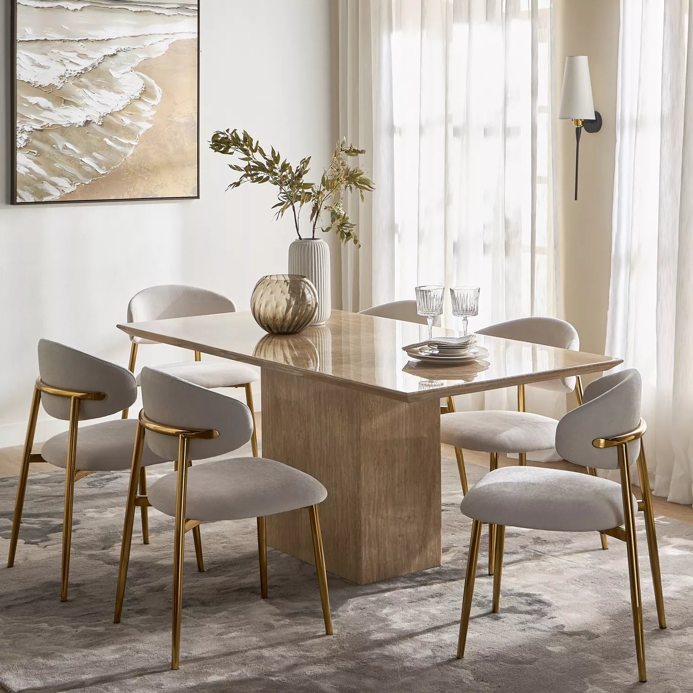 6-Seater Marble Top Dining Table-GCC Home Center