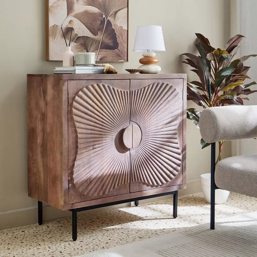 Carved 2-Door Solid Wood Buffet
