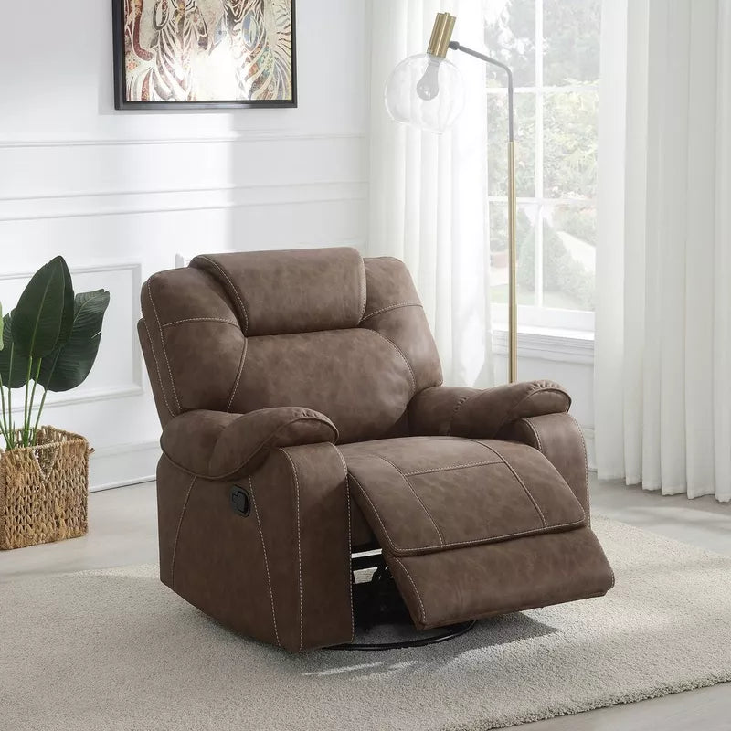Gabon Leather Look Fabric Armchair Recliner with Swivel & Rocking