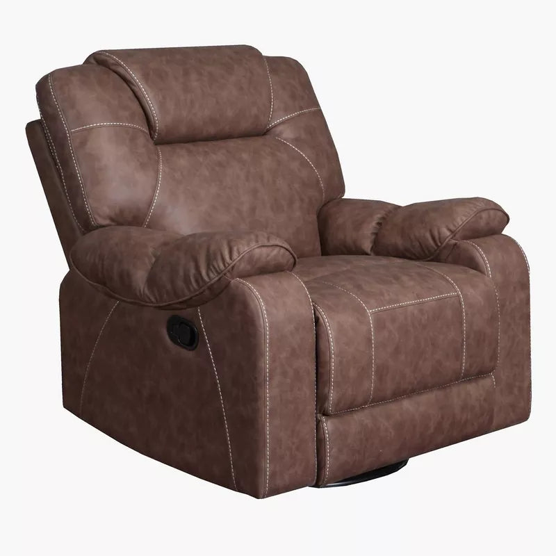 Gabon Leather Look Fabric Armchair Recliner with Swivel & Rocking