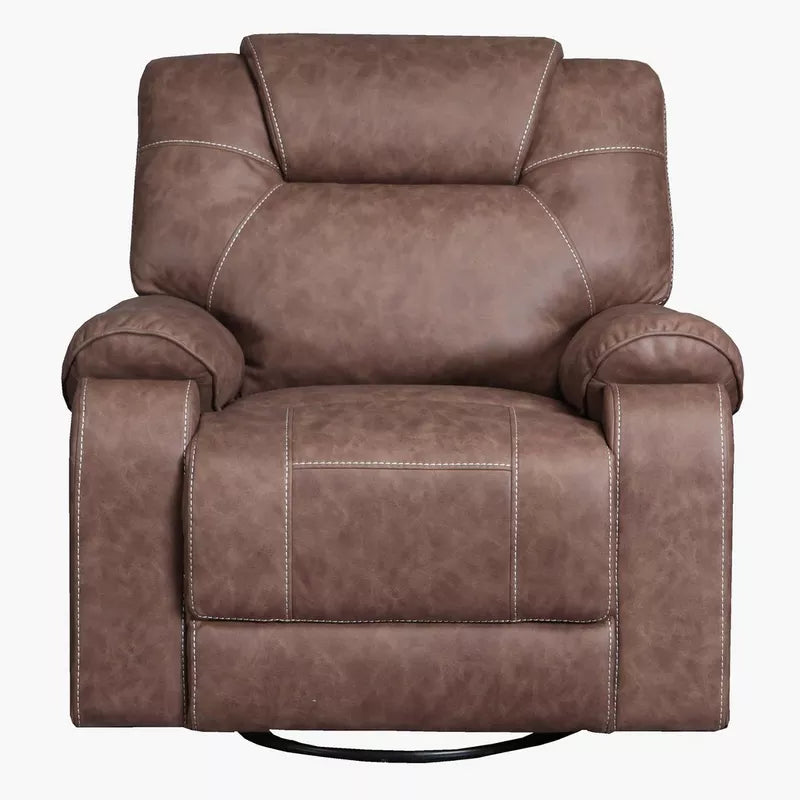 Gabon Leather Look Fabric Armchair Recliner with Swivel & Rocking