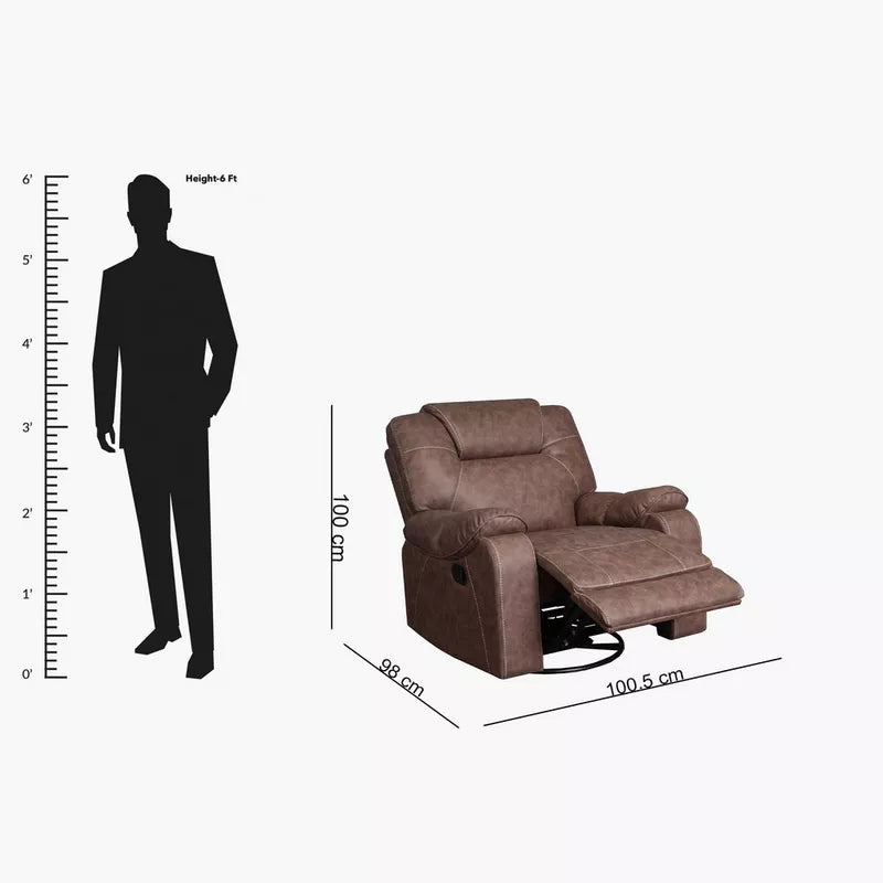 Gabon Leather Look Fabric Armchair Recliner with Swivel & Rocking