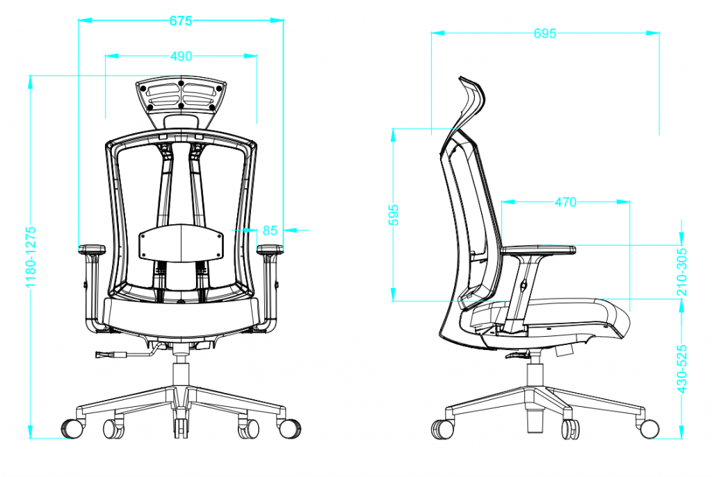 High Back Mesh Ergonomic Chair for Office with Chrome Base