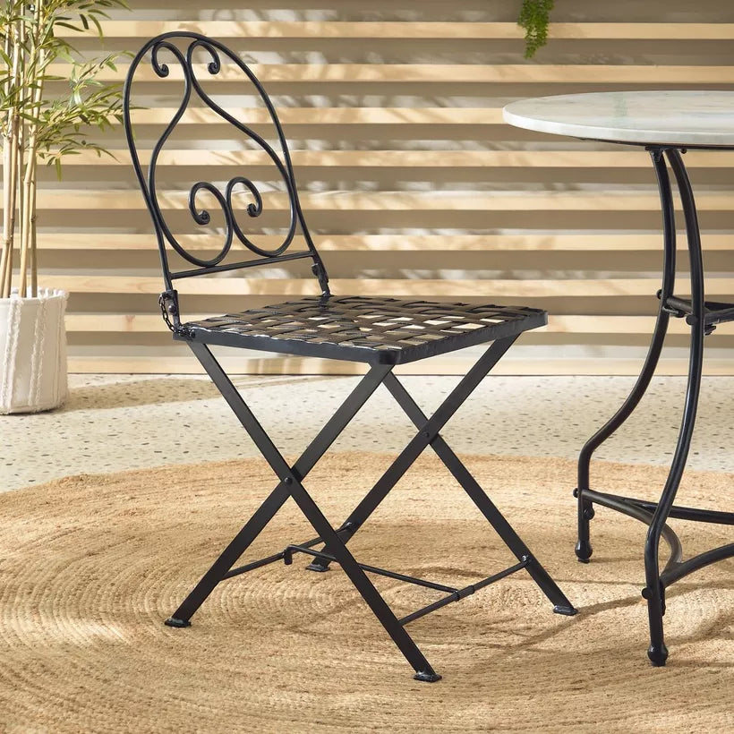 3-Piece Balcony Set, Marble Top & Stainless Steel Frame