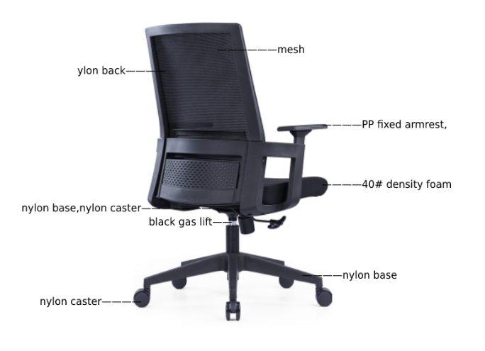 Ergonomic Office Chair – High-Density Seat, Adjustable Lumbar, Fixed Armrest