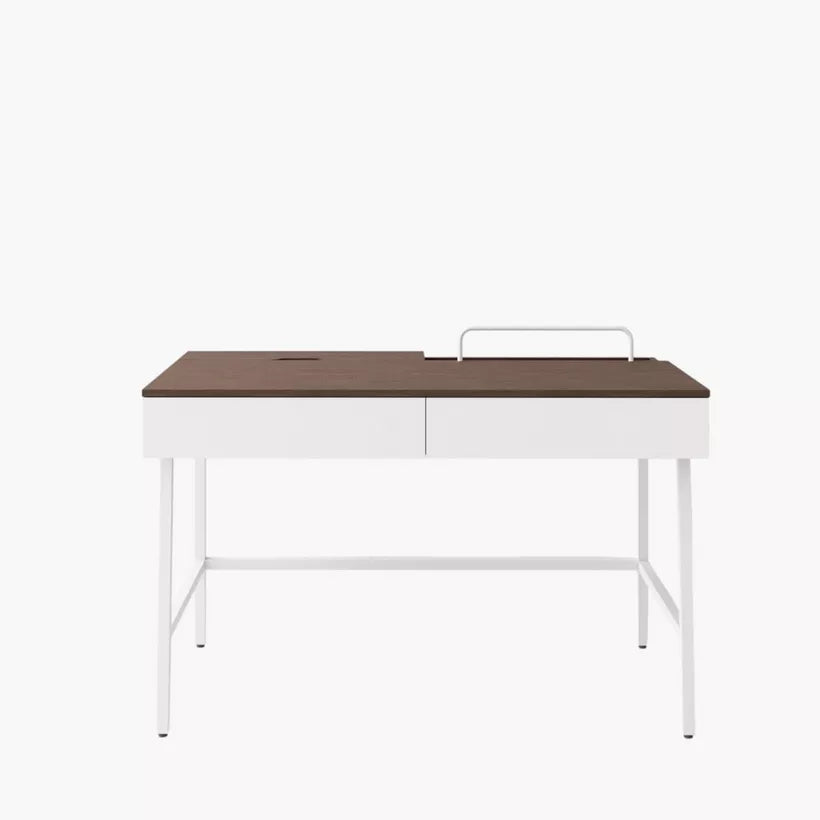 Modern Study Desk with 2 Drawers & Socket Tray – Melamine Finish
