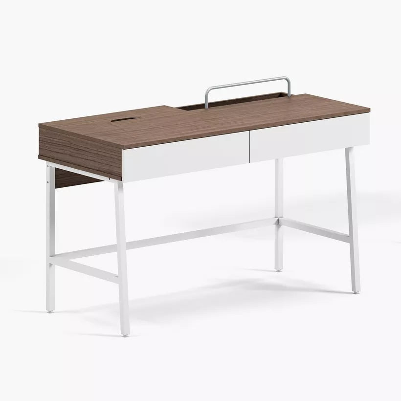 Modern Study Desk with 2 Drawers & Socket Tray – Melamine Finish
