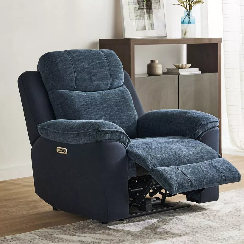 Elegant Armchair Electric Power Fabric Recliner