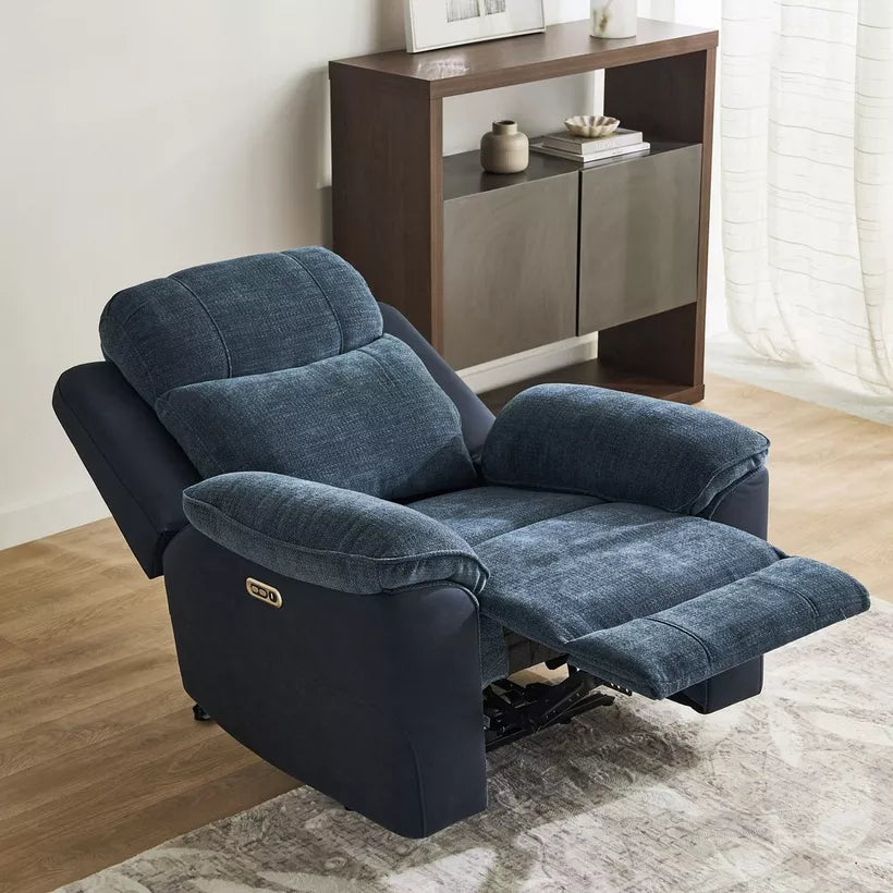 Elegant Armchair Electric Power Fabric Recliner