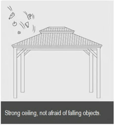3.65x3m Double Roof Iron Gazebo - Black-GCC Home Center
