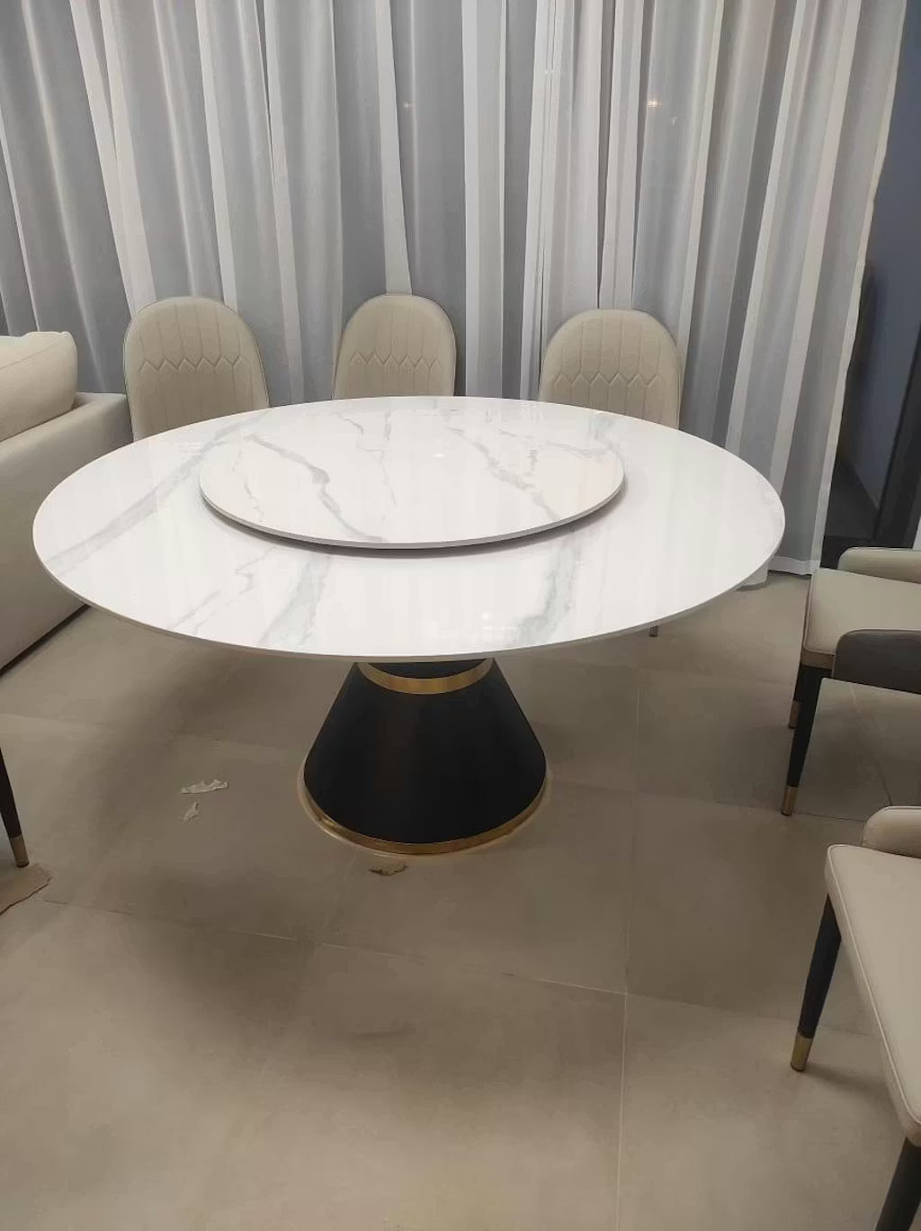 Luxury Round Modern Dining Table with Rotatable Top