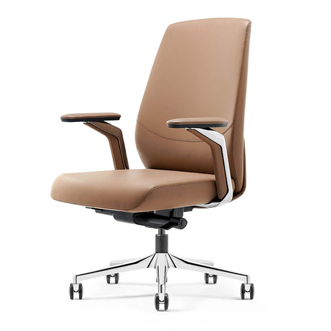 Leather Low Back Office Chair - Brown-GCC Home Center