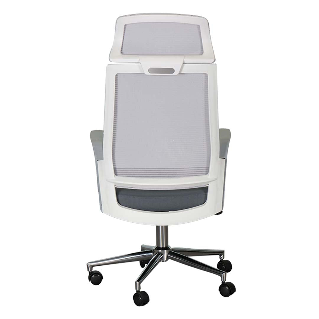 High Back Office Chair With Height Adjustable And Swivel Wheels - Grey-GCC Home Center