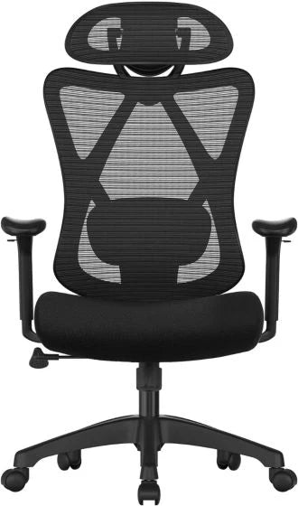 Office Chair, Ergonomic Desk Computer Chair, Mesh Chair, Adjustable Lumbar Support and Headrest Adjustable Height Black for Office-GCC Home Center