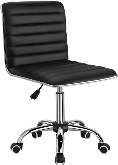 Leather Swivel Executive Chair Stylish Ribbed Mid Back Design Ideal for Office-GCC Home Center