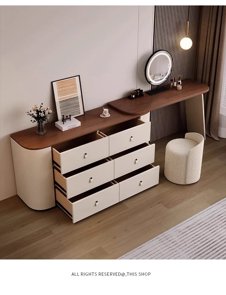 COOLBABY Luxury modern simple solid wood red dresser corner with LED light makeup table small-GCC Home Center
