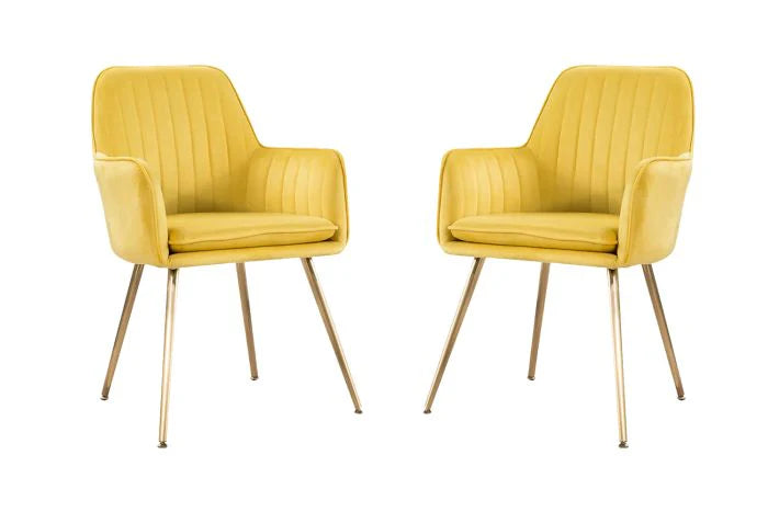 Velvet Dining Chair with Golden Metal Legs-GCC Home Center