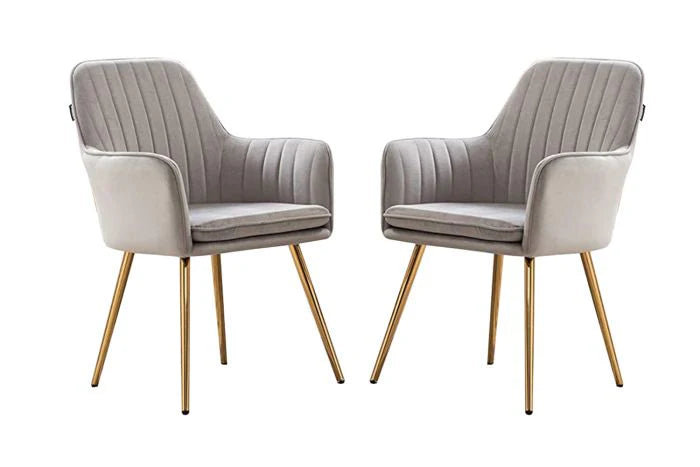 Velvet Dining Chair with Golden Metal Legs-GCC Home Center