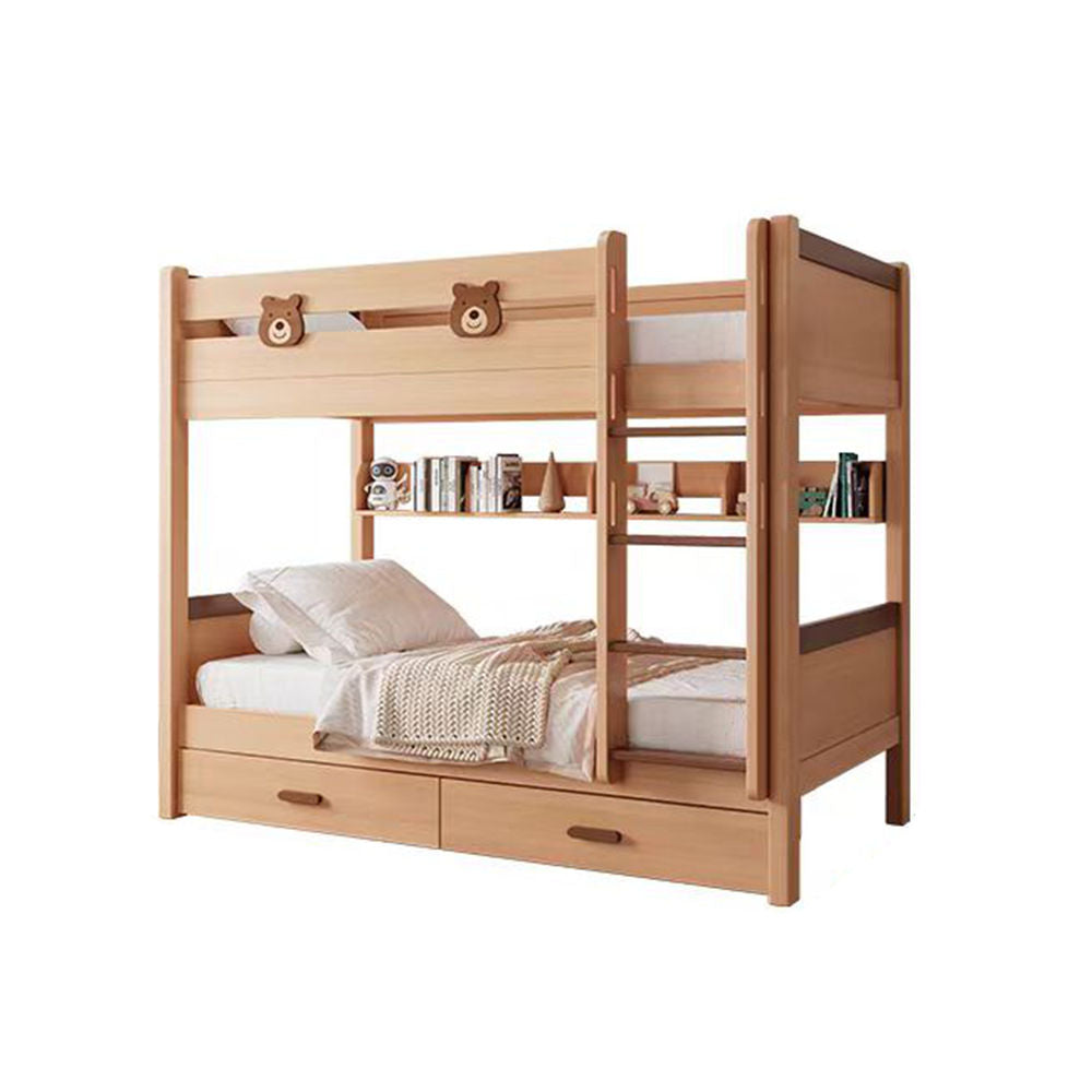 COOLBABY ZLJ1115 Children's Solid Wood Bed Double Bed Stairs Ladder Bunk Bed-GCC Home Center