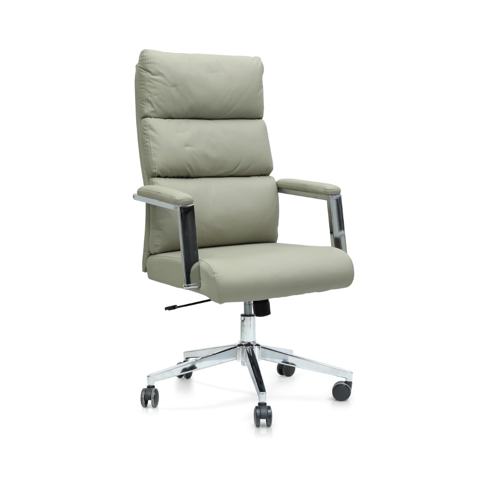 Ergonomic Beige Faux Leather Office Chair with Adjustable Height, Lumbar Support & 360° Swivel-GCC Home Center