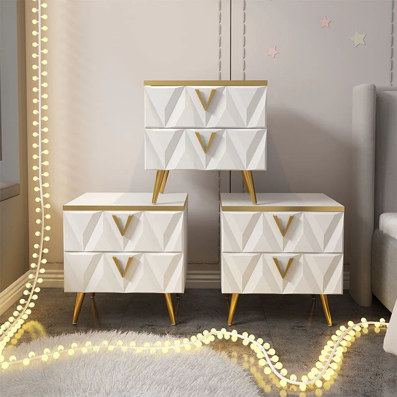 Light Bedside Table with Nordic net ins, Bedside Table with Storage Drawers-GCC Home Center